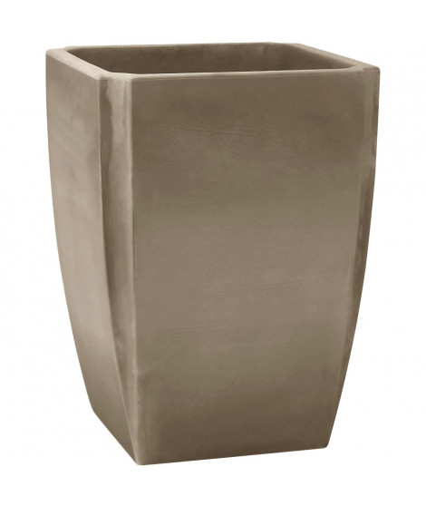 Bac a Arbustes Vase Haut PALMEA 65 L - Double Paroi - Réserve d'Eau Intégrée - 47 x 47 x 65 cm - Taupe - EDA