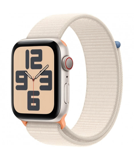 Apple Watch SE GPS + Cellular - 44mm - Boîtier Starlight Aluminium - Bracelet Starlight Sport Loop