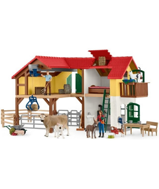 SCHLEICH - Ferme avec étable et animaux - 42407 - Gamme Farm World