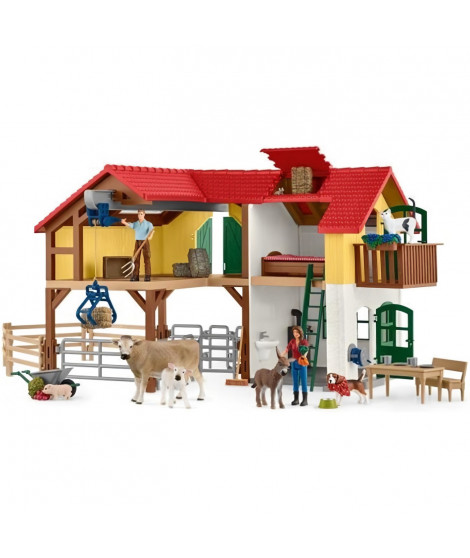 SCHLEICH - Ferme avec étable et animaux - 42407 - Gamme Farm World