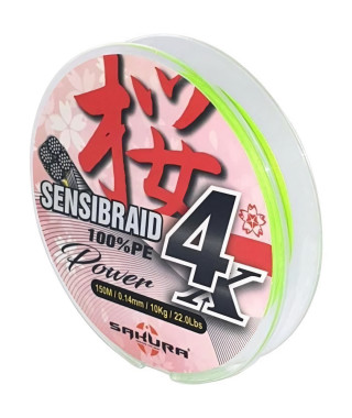 SAKURA Fils Tresses Sensibraid 4 Chart 150 M - 0.16 mm / 11Kg / 24.2Lbs