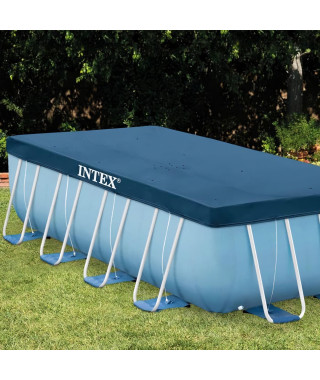 Bâche de protection pour piscine rectangulaire tubulaire INTEX - 28037 - Dimensions 3,90m x 1,80m - Couleur Bleu