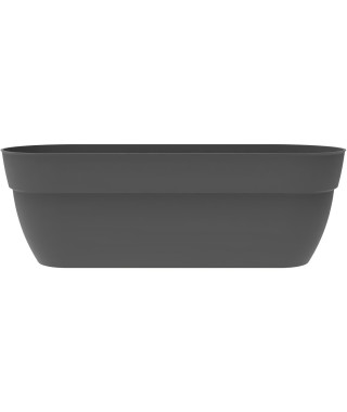 EDA Jardiniere Basse Osaka 38 L - avec Barre Métallique de Renfort - 77,3 x 30,7 x H.25,9 cm - Gris anthracite