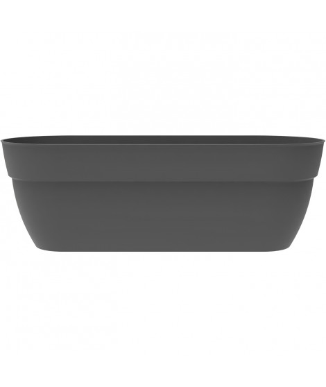 EDA Jardiniere Basse Osaka 38 L - avec Barre Métallique de Renfort - 77,3 x 30,7 x H.25,9 cm - Gris anthracite