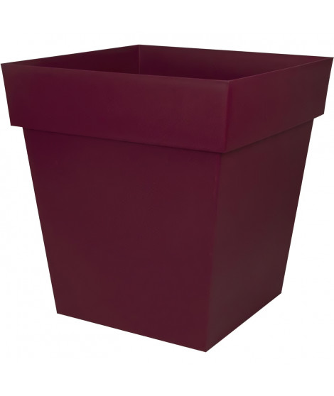 EDA Pot de Fleur Carré TOSCANE 50 cm - Volume 87 L - 49,5 x 49,5 x H.52,5 cm - Rouge bourgogne