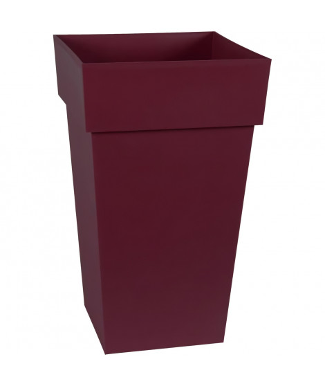 EDA Pot de Fleur Carré Haut TOSCANE - Volume 62 L - 39 x 39 x H.65 cm - Rouge bourgogne