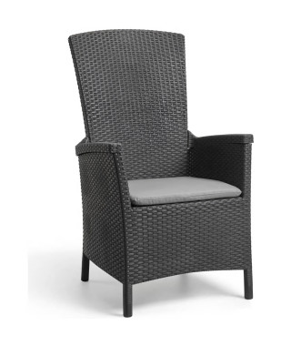 Allibert by KETER Fauteuil de jardin VERMONT - Dossier inclinable - Résine imitation rotin tressé - Graphite