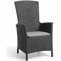 Allibert by KETER Fauteuil de jardin VERMONT - Dossier inclinable - Résine imitation rotin tressé - Graphite