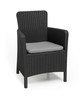 Allibert by KETER Fauteuil de jardin TRENTON - Avec coussin - Résine imitation rotin tressé - Graphite