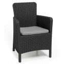 Allibert by KETER Fauteuil de jardin TRENTON - Avec coussin - Résine imitation rotin tressé - Graphite