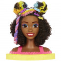 Barbie - Ultra Chevelure - T?te ? Coiffer brune fris?e m?ches arc-en-ciel - Poup?e Mannequin - 3 ans et + - BARBIE - HMD79 - …