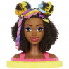 Barbie - Ultra Chevelure - T?te ? Coiffer brune fris?e m?ches arc-en-ciel - Poup?e Mannequin - 3 ans et + - BARBIE - HMD79 - …