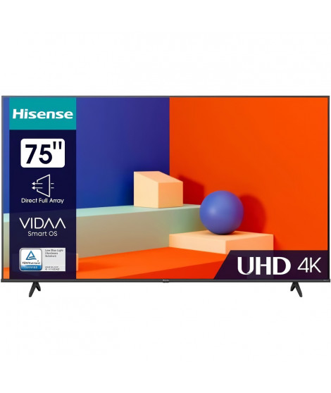 TV LED HISENSE - 75A6K - 75'' (191CM) - UHD 4K - DTS VIRTUAL:X TM - DOLBY VISION - SMART TV - 3 x HDMI 2.0 - ÉCRAN SANS BORD