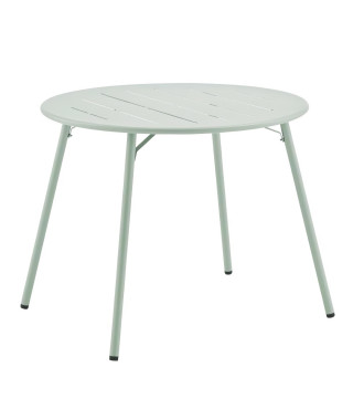 Table de jardin ronde - D 90 x H 73 cm - Vert Céladon - Acier