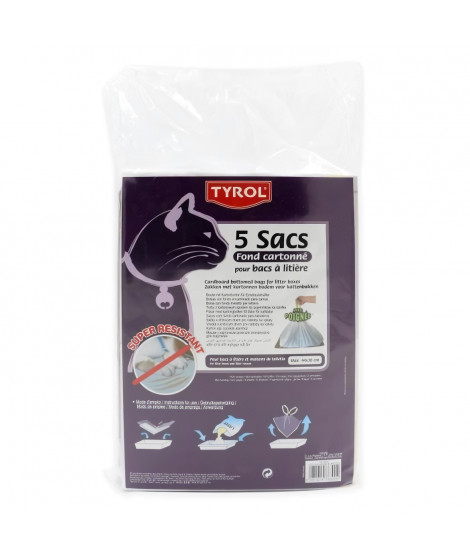 TYROL Lot de 5 Sac pour bac a litiere - Fond cartonné - Résiste aux griffes - 44 x 30 cm - Pour chat