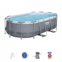 Kit Piscine hors sol tubulaire BESTWAY - Power Steel - 427 x 250 x 100 cm - Ovale (Inclus épurateur a Cartouche de 2006 L/H)