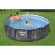 BESTWAY Piscine hors sol SteelPro Max ronde Décor bois, 366 x 100 cm, filtre a cartouche, échelle, diffuseur Chemconnect