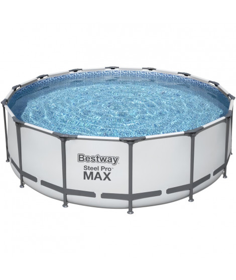 Kit Piscine hors sol tubulaire BESTWAY Steel Pro Max - 427 x 122 cm - Ronde (Avec un filtre a cartouche, une bâche et une éc…