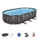 Kit Piscine hors sol tubulaire BESTWAY - Power Steel - 610 x 366 x 122 cm - Ovale (Avec épurateur, échelle, bâche)