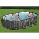 Kit Piscine hors sol tubulaire BESTWAY - Power Steel - 610 x 366 x 122 cm - Ovale (Avec épurateur, échelle, bâche)