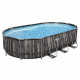 Kit Piscine hors sol tubulaire BESTWAY - Power Steel - 610 x 366 x 122 cm - Ovale (Avec épurateur, échelle, bâche)