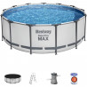 Kit Piscine hors sol tubulaire BESTWAY Steel Pro Max - 396 x 122 cm - Ronde (Livrée avec pompe de filtration, échelle + bâche)