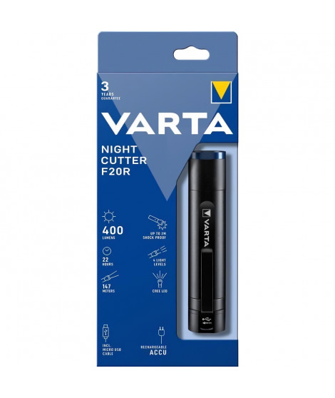 Torche-VARTA-Night Cutter F20R-400lm-Ultra puissante-Resistante au chocs (2m)-Rechargeable