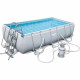 Kit Piscine hors sol tubulaire BESTWAY - Power Steel - 404 x 201 x 100 cm - Rectangulaire (Filtre a sable, échelle, diffuseur)