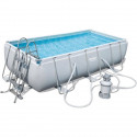 Kit Piscine hors sol tubulaire BESTWAY - Power Steel - 404 x 201 x 100 cm - Rectangulaire (Filtre a sable, échelle, diffuseur)