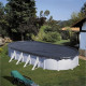 Bâche d'hiver ovale GRE pour piscine de 7,30m x 3,75m - 120g/m² - Protege des feuilles et insectes