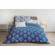 Parure de couette 220x240 cm HOME LINGE PASSION FIBULA : Housse de couette + 2 taies d'oreiller - 100% Coton 57 Fils - Bleu