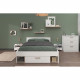 Chambre complete adulte DREAM : Lit 140x190/200 cm + 2 chevets + Commode - Décor blanc et chene - PARISOT