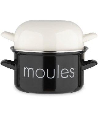 Marmite a moule BAUMALU 20 cm -  Décor moules - Couvercle blanc - Noir