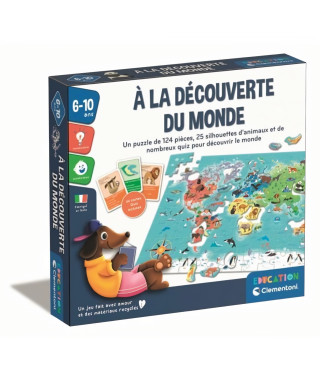 Clementoni - Puzzle a la découverte du monde - Avec activités, défis, tombola et jeu de recherche - Dés 6 ans