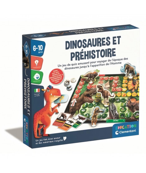 Clementoni - Quiz Dinosaures et préhistoire - 3 modes de jeu différents - Dés 6 ans