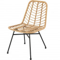 Lot de 2 chaises de jardin - Imitation rotin naturel - Structure acier - L63,5 x H 86 x P 48 cm