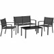 Salon de jardin MADERA 4 personnes : Canapé + Fauteuils + Table basse - Structure en acier