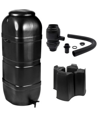 NATURE Récupérateur d'eau kit - 100 litres - Forme colonne - Traité anti-UV - Fabriqué en Europe - Noir