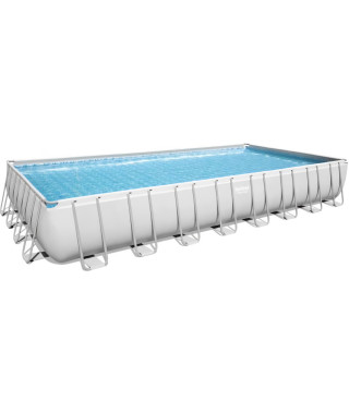 Kit Piscine hors sol tubulaire BESTWAY - Power Steel - 956 x 488 x 132 cm - Rectangulaire (Avec échelle, bâche, pompe et dif…