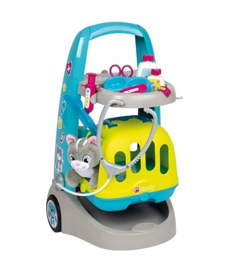 Smoby chariot vétérinaire - peluche chaton incluse - des 3 ans