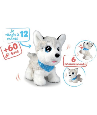 Peluche Chi Chi Love Husky interactif - 30cm - 12 commandes vocales - 60 sons différents - des 4 ans