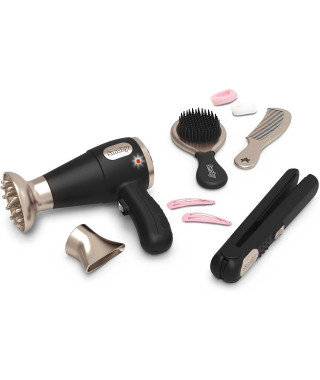 Smoby - My Beauty Hair Set - Set de Coiffure Enfant - Lisseur et Seche-Cheveux Factices - Fonctions Electroniques - 320144