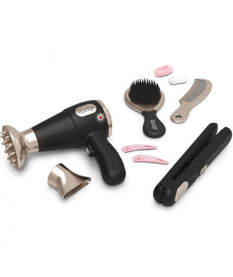 Smoby - My Beauty Hair Set - Set de Coiffure Enfant - Lisseur et Seche-Cheveux Factices - Fonctions Electroniques - 320144