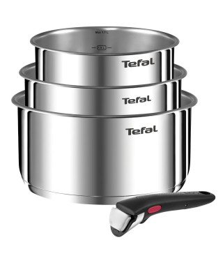 TEFAL INGENIO EMOTION Set 3 Casseroles 16/18/20 cm+1 poignée - Inox - Tous feux dont induction  L896S404