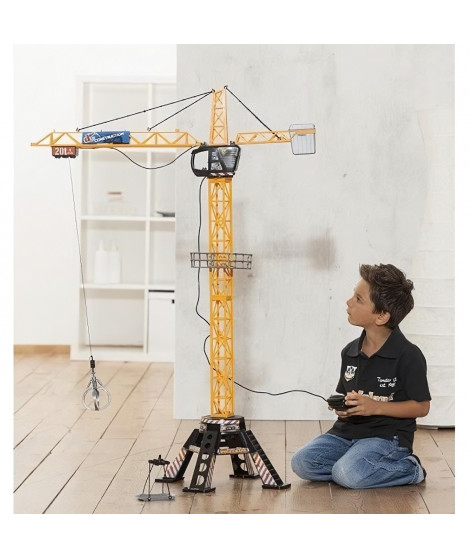 Grue filoguidée 120cm - DICKIE TOYS - Travaux publics - Tourne a 350° - Accessoires inclus