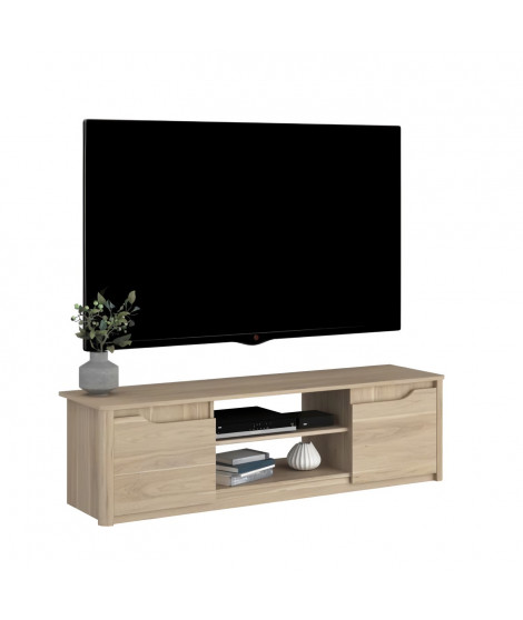 Meuble TV classique BETTY - Meuble en panneau de particules décor Chene - L150 x H42 x P60 cm