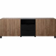 Buffet KENDO - Décor chene ambré et noir mat -  3 portes + 2 Tiroirs - L185 x P40 x H78 cm - TRENDTEAM