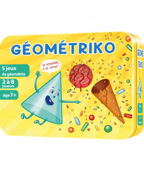 Géométriko - Asmodee - 4  jeux de géométrie - Quizz, rami, 7 familles ou pendu - Des 7 ans