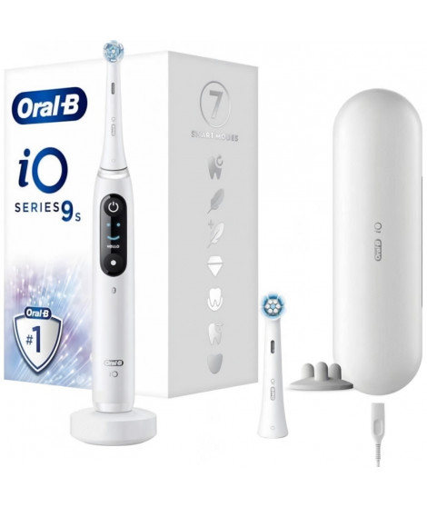 Brosse a Dents Électrique Oral-B iO 9N - Blanc - Oscillatoire - 2 Brossettes, 1 Étui De Voyage Chargeur