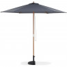 Parasol droit diametre 3m - Mât bois rond et polyester 180g/m² - Gris